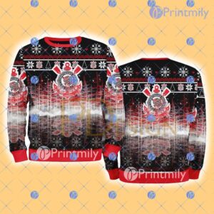 Corinthians Paulista Logo Pine Tree Christmas Snowflake Christmas Ugly Sweater For Men And Women Product Photo 1