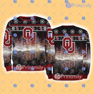 Oklahoma Sooners Ncaa Logo Pine Tree Christmas Snowflake Christmas Ugly Sweater For Men And Women Product Photo 1