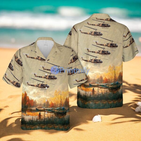 State Department Air Wing (DoSAW) Bell UH-1H Huey II (205) Summer Hawaiian Shirt Product Photo 1