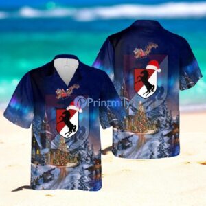 US Army 11th Armored Cavalry Regiment 11th ACR Blackhorse Christmas Tropical Hawaiian Shirt Product Photo 1