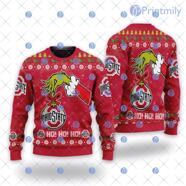 Ohio State Ncaa Grinch Hand Christmas Ugly Sweater New Design Trend Product Photo 1