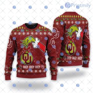 Oklahoma Sooners Ncaa Grinch Hand Christmas Ugly Sweater New Design Trend Product Photo 1
