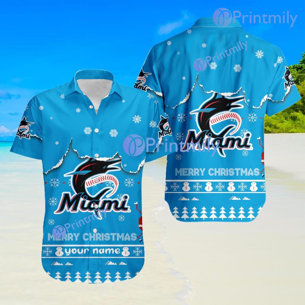 Miami Marlins MLB Sport Snoopy And Stock Christmas Custom Name Trending Hawaiian Shirt 3 Miami Marlins MLB Sport Snoopy And Stock Christmas Custom Name Trending Hawaiian Shirt Product Photo 1