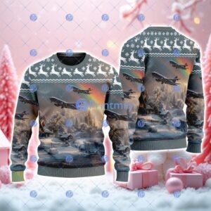 Boeing Kc-46 Pegasus American Airlines Christmas House Under The Rainbow Ugly Sweater 3D Product Photo 1