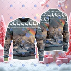 Ch-47 Chinook American Airlines Christmas House Under The Rainbow Ugly Sweater 3D Product Photo 1