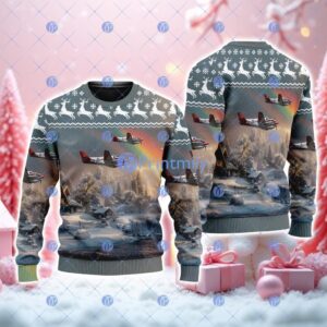 Us Navy Vt-31 Wise Owls Beechcraft T-44c Pegasus American Airlines Christmas House Under The Rainbow Ugly Sweater 3D Product Photo 1
