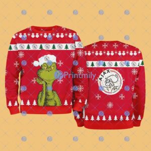 Ajax Amsterdam The Grinch Funny Merry Christmas Uglly Sweater 3D Gift For Fans Product Photo 1