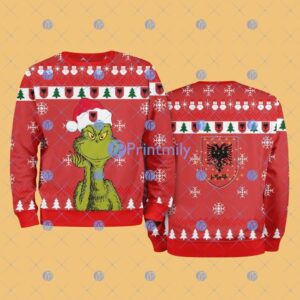 Albania National Football The Grinch Funny Merry Christmas Uglly Sweater 3D Gift For Fans Product Photo 1