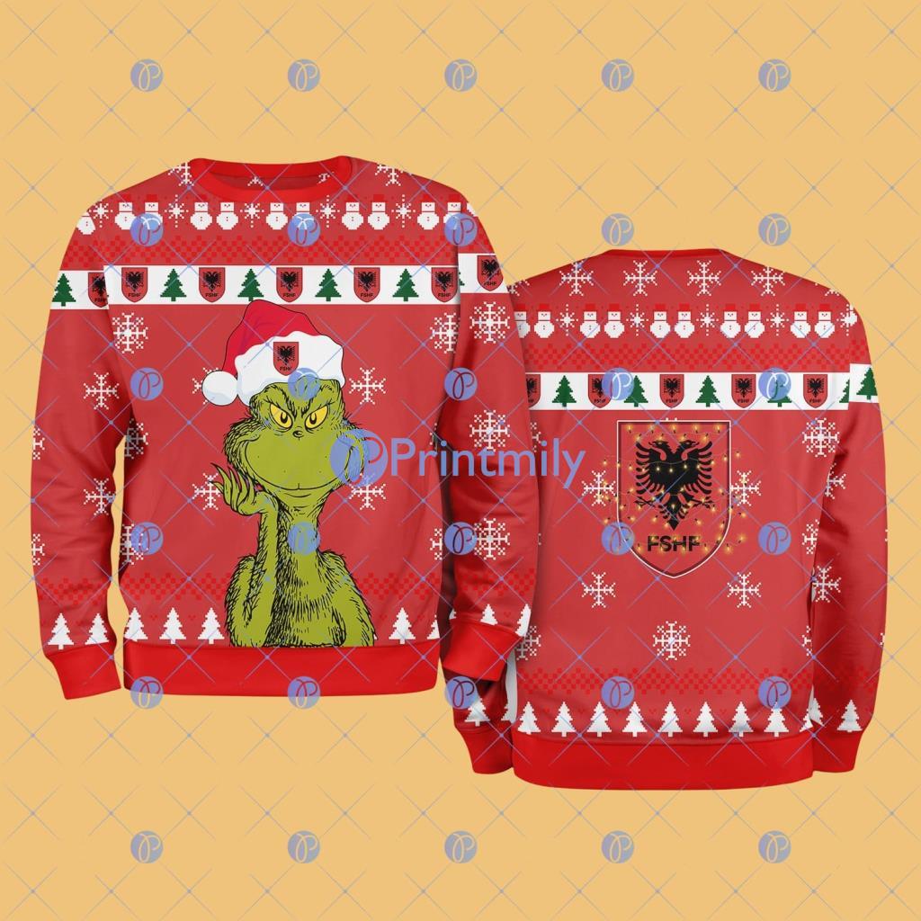 Albania National Football The Grinch Funny Merry Christmas Uglly Sweater 3D Gift For Fans 2 Albania National Football The Grinch Funny Merry Christmas Uglly Sweater 3D Gift For Fans Product Photo 1