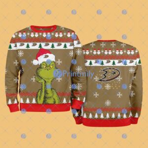 Anaheim Ducks The Grinch Funny Merry Christmas Uglly Sweater 3D Gift For Fans Product Photo 1