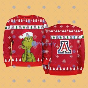 Arizona Wildcats NCAA The Grinch Funny Merry Christmas Ugly Sweater 3D For Fan New Idea Product Photo 1