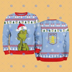 Aston Villa The Grinch Funny Merry Christmas Uglly Sweater 3D Gift For Fans Product Photo 1