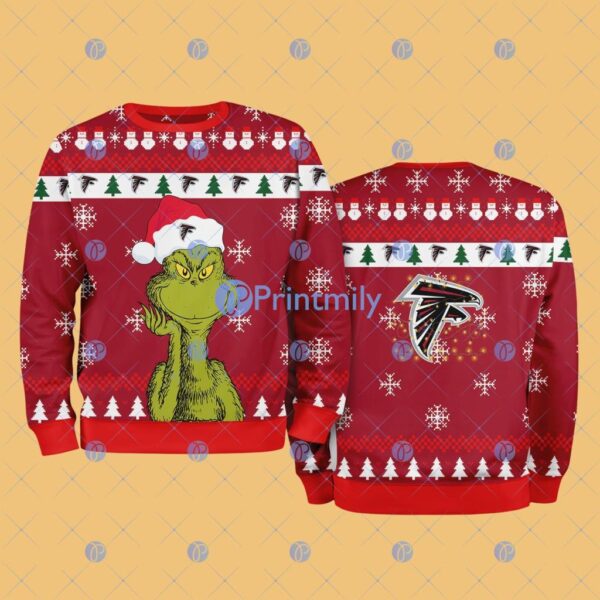 Atlanta Falcons NFL The Grinch Funny Merry Christmas Ugly Sweater 3D For Fan New Idea Product Photo 1