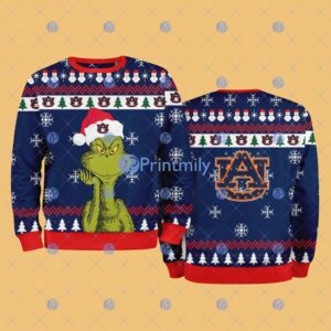 Auburn Tigers NCAA The Grinch Funny Merry Christmas Ugly Sweater 3D For Fan New Idea Product Photo 1