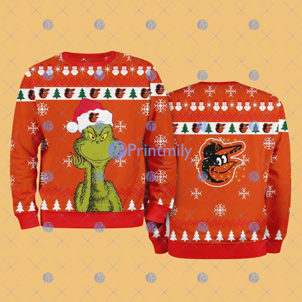 Baltimore Orioles MLB The Grinch Funny Merry Christmas Ugly Sweater 3D For Fan New Idea 2 Baltimore Orioles MLB The Grinch Funny Merry Christmas Ugly Sweater 3D For Fan New Idea Product Photo 1