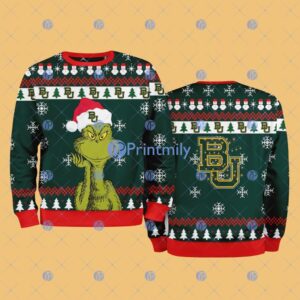 Baylor Bears NCAA The Grinch Funny Merry Christmas Ugly Sweater 3D For Fan New Idea Product Photo 1