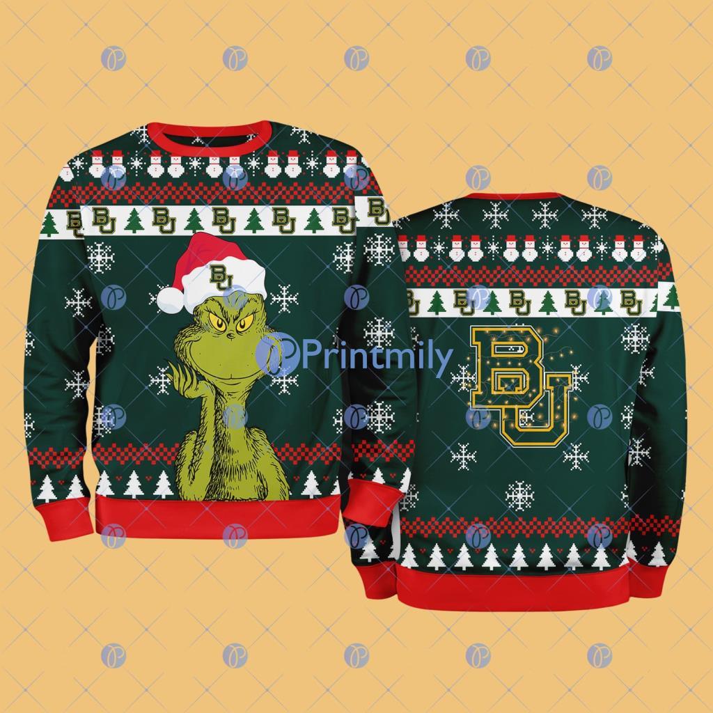 Baylor Bears NCAA The Grinch Funny Merry Christmas Ugly Sweater 3D For Fan New Idea 2 Baylor Bears NCAA The Grinch Funny Merry Christmas Ugly Sweater 3D For Fan New Idea Product Photo 1