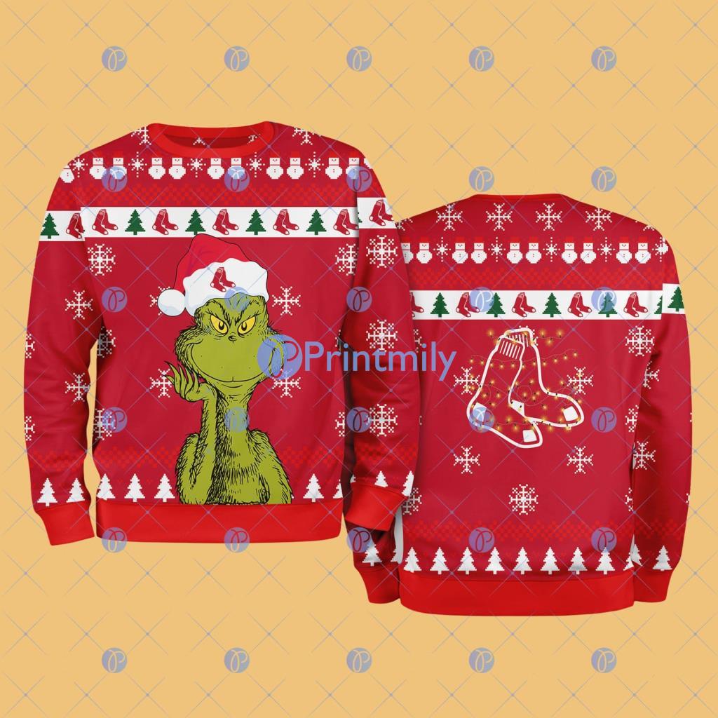 Boston Red Sox MLB The Grinch Funny Merry Christmas Ugly Sweater 3D For Fan New Idea 2 Boston Red Sox MLB The Grinch Funny Merry Christmas Ugly Sweater 3D For Fan New Idea Product Photo 1