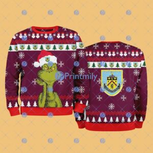 Burnley The Grinch Funny Merry Christmas Uglly Sweater 3D Gift For Fans Product Photo 1