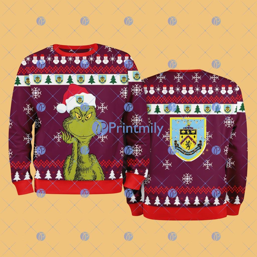 Burnley The Grinch Funny Merry Christmas Uglly Sweater 3D Gift For Fans 2 Burnley The Grinch Funny Merry Christmas Uglly Sweater 3D Gift For Fans Product Photo 1