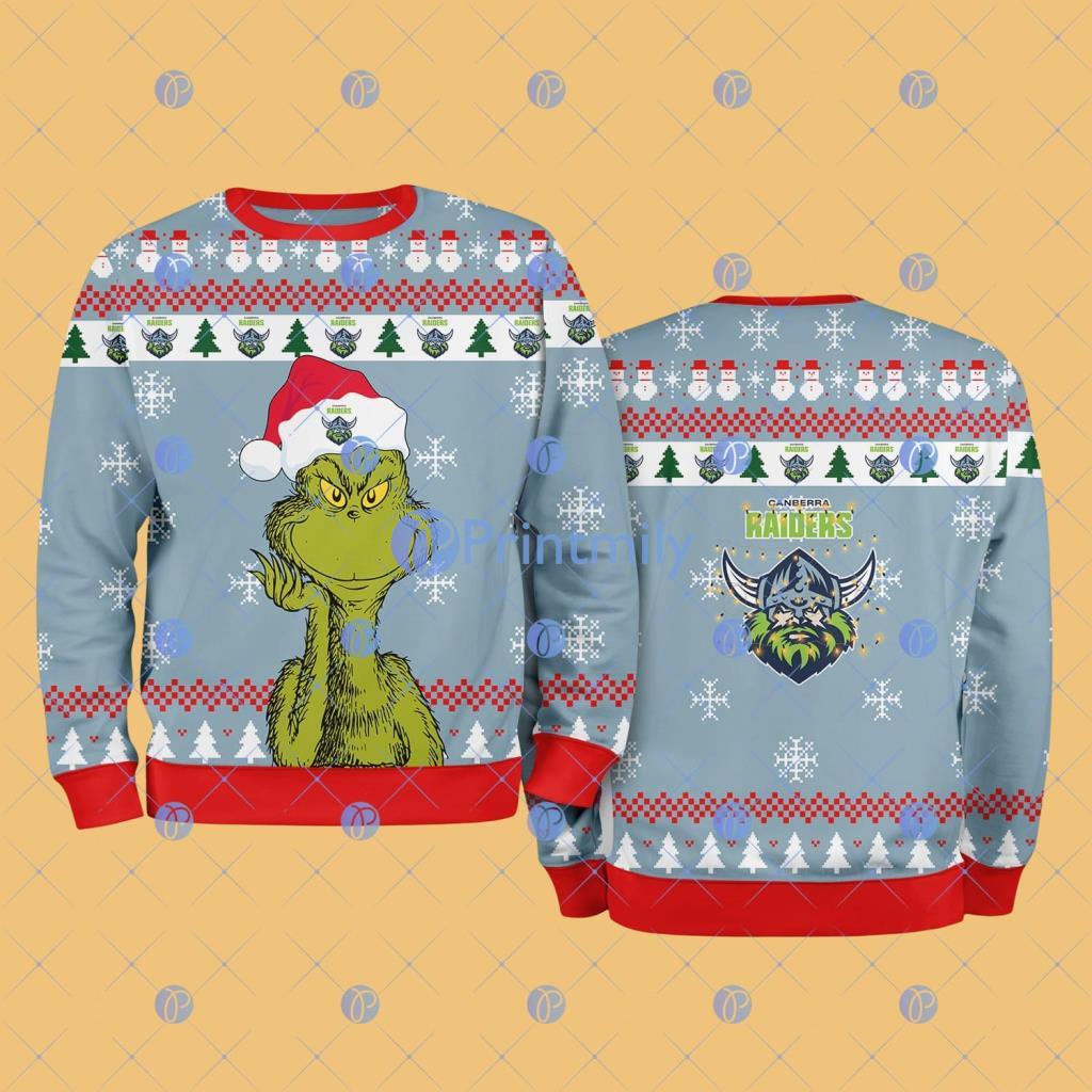 Canberra Raiders NRL The Grinch Funny Merry Christmas Uglly Sweater 3D Gift For Fans 4 Canberra Raiders NRL The Grinch Funny Merry Christmas Uglly Sweater 3D Gift For Fans Product Photo 1