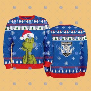 Canterbury-Bankstown Bulldogs NRL The Grinch Funny Merry Christmas Uglly Sweater 3D Gift For Fans Product Photo 1