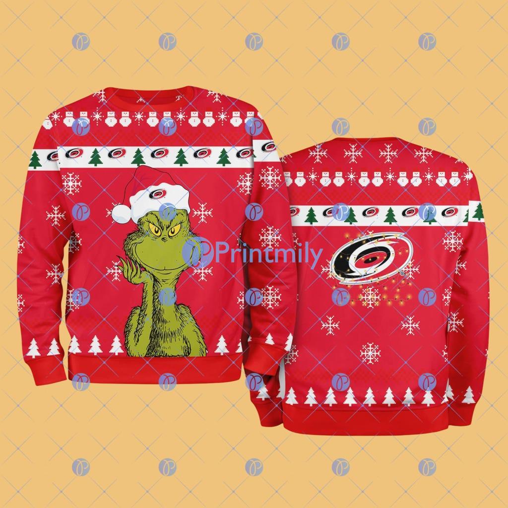 Carolina Hurricanes The Grinch Funny Merry Christmas Uglly Sweater 3D Gift For Fans 2 Carolina Hurricanes The Grinch Funny Merry Christmas Uglly Sweater 3D Gift For Fans Product Photo 1