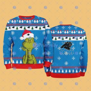 Carolina Panthers NFL The Grinch Funny Merry Christmas Ugly Sweater 3D For Fan New Idea Product Photo 1