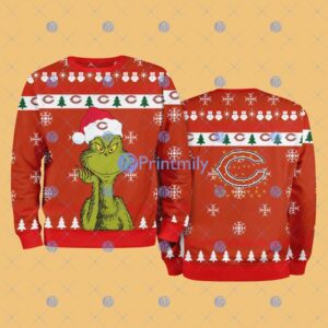 Chicago Bears NFL The Grinch Funny Merry Christmas Ugly Sweater 3D For Fan New Idea Product Photo 1