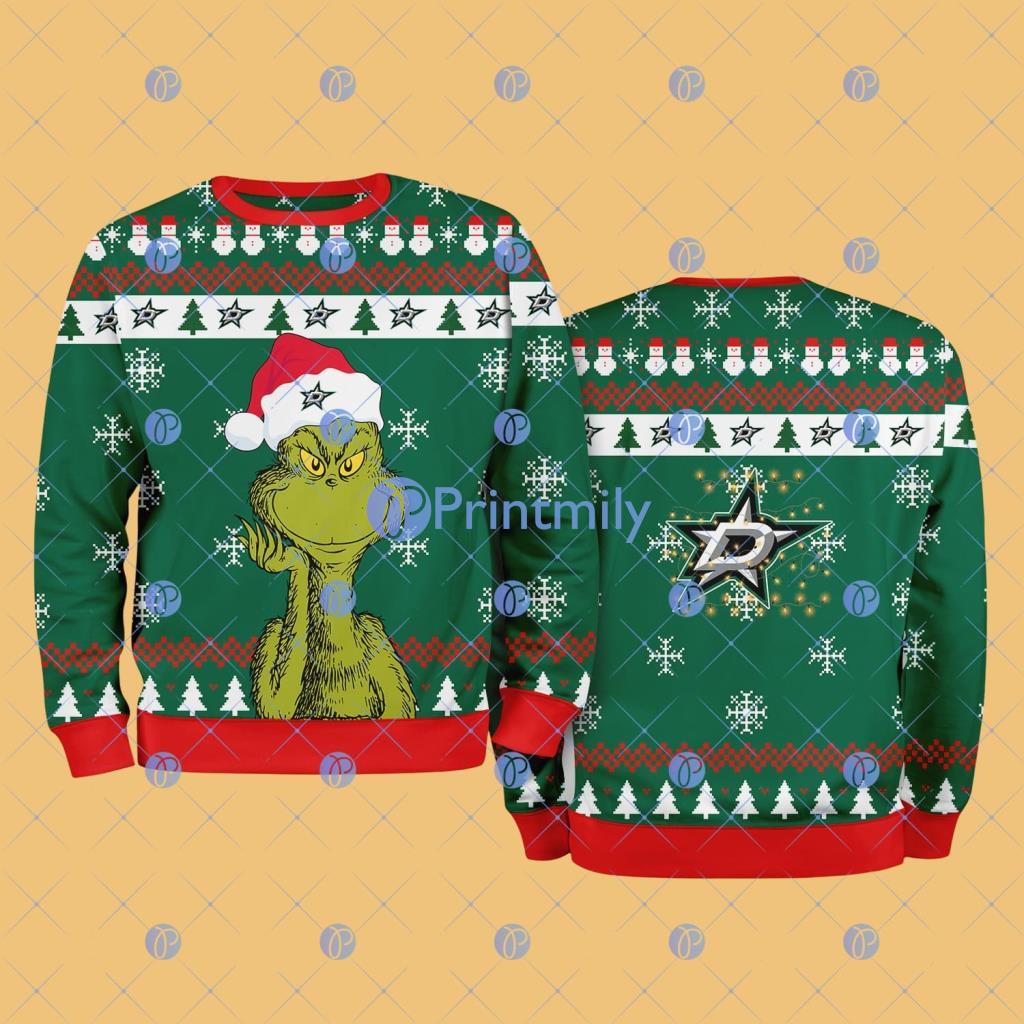 Dallas Stars The Grinch Funny Merry Christmas Uglly Sweater 3D Gift For Fans 2 Dallas Stars The Grinch Funny Merry Christmas Uglly Sweater 3D Gift For Fans Product Photo 1