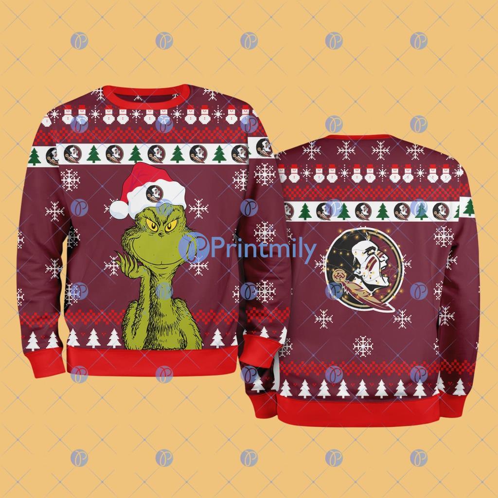 Florida State Seminoles NCAA The Grinch Funny Merry Christmas Ugly Sweater 3D For Fan New Idea 2 Florida State Seminoles NCAA The Grinch Funny Merry Christmas Ugly Sweater 3D For Fan New Idea Product Photo 1