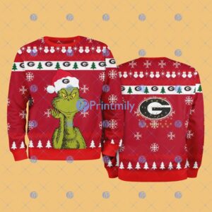 Georgia Bulldogs NCAA The Grinch Funny Merry Christmas Ugly Sweater 3D For Fan New Idea Product Photo 1