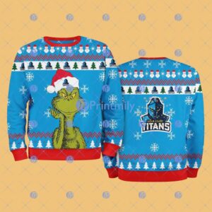 Gold Coast Titans NRL The Grinch Funny Merry Christmas Uglly Sweater 3D Gift For Fans Product Photo 1