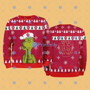 Indiana Hoosiers NCAA The Grinch Funny Merry Christmas Ugly Sweater 3D For Fan New Idea Product Photo 1