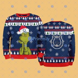Indianapolis Colts NFL The Grinch Funny Merry Christmas Ugly Sweater 3D For Fan New Idea Product Photo 1