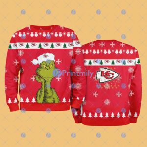 Kansas City Chiefs NFL The Grinch Funny Merry Christmas Ugly Sweater 3D For Fan New Idea Product Photo 1