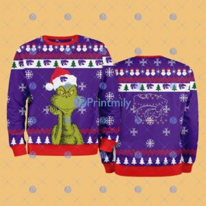 Kansas State Wildcats NCAA The Grinch Funny Merry Christmas Ugly Sweater 3D For Fan New Idea Product Photo 1