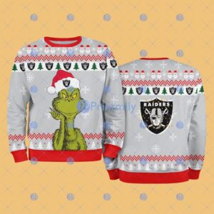 Las Vegas Raiders NFL The Grinch Funny Merry Christmas Ugly Sweater 3D For Fan New Idea Product Photo 1