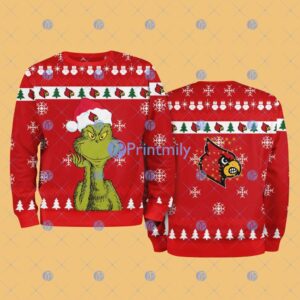 Louisville Cardinals NCAA The Grinch Funny Merry Christmas Ugly Sweater 3D For Fan New Idea Product Photo 1