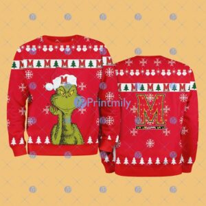 Maryland Terrapins NCAA The Grinch Funny Merry Christmas Ugly Sweater 3D For Fan New Idea Product Photo 1