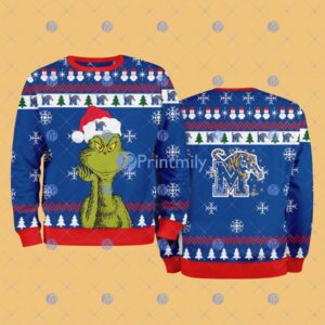 Memphis Tigers NCAA The Grinch Funny Merry Christmas Ugly Sweater 3D For Fan New Idea Product Photo 1