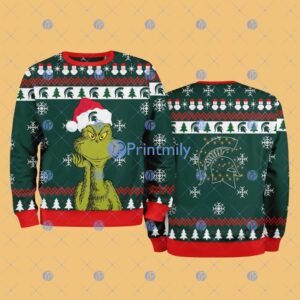 Michigan State NCAA The Grinch Funny Merry Christmas Ugly Sweater 3D For Fan New Idea Product Photo 1