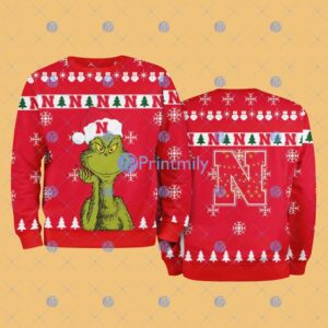 Nebraska Cornhuskers NCAA The Grinch Funny Merry Christmas Ugly Sweater 3D For Fan New Idea Product Photo 1