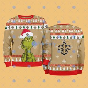 New Orleans Saints NFL The Grinch Funny Merry Christmas Ugly Sweater 3D For Fan New Idea Product Photo 1