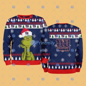 New York Giants NFL The Grinch Funny Merry Christmas Ugly Sweater 3D For Fan New Idea Product Photo 1