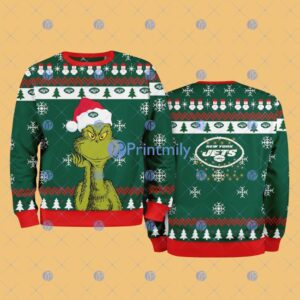 New York Jets NFL The Grinch Funny Merry Christmas Ugly Sweater 3D For Fan New Idea Product Photo 1