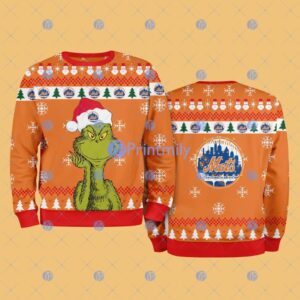New York Mets MLB The Grinch Funny Merry Christmas Ugly Sweater 3D For Fan New Idea Product Photo 1