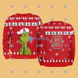 North Carolina State NCAA The Grinch Funny Merry Christmas Ugly Sweater 3D For Fan New Idea Product Photo 1