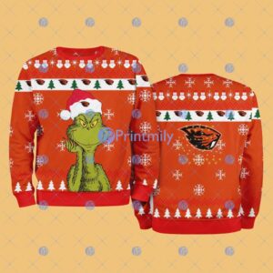 Oregon State NCAA The Grinch Funny Merry Christmas Ugly Sweater 3D For Fan New Idea Product Photo 1