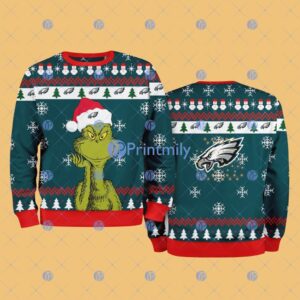 Philadelphia Eagles NFL The Grinch Funny Merry Christmas Ugly Sweater 3D For Fan New Idea Product Photo 1